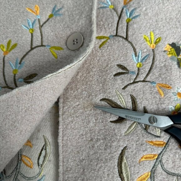 Driftwood Innsbruck Embroidered Coat Size XS Beige Wool Blend Boho Hippie Fall - Picture 10 of 11